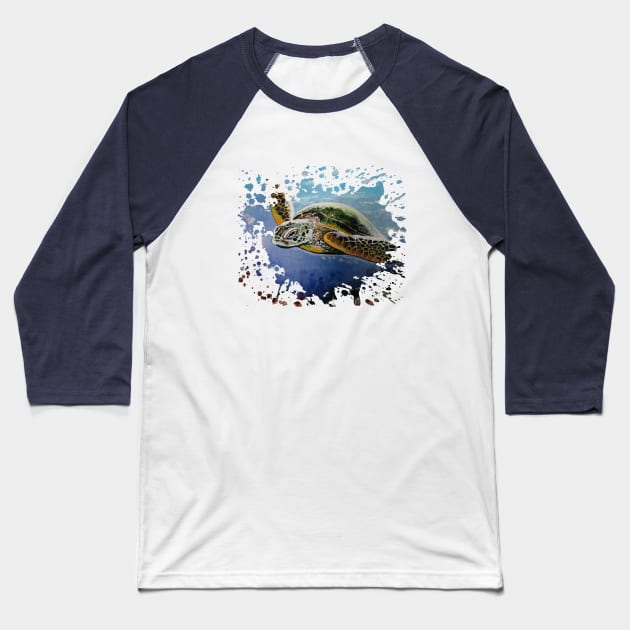 Sea Turtle Baseball T-Shirt by adamzworld